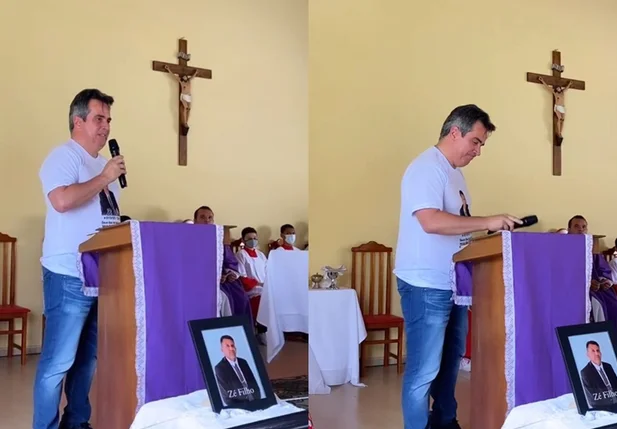 Ciro Nogueira se emociona na missa de 7º dia de prefeito