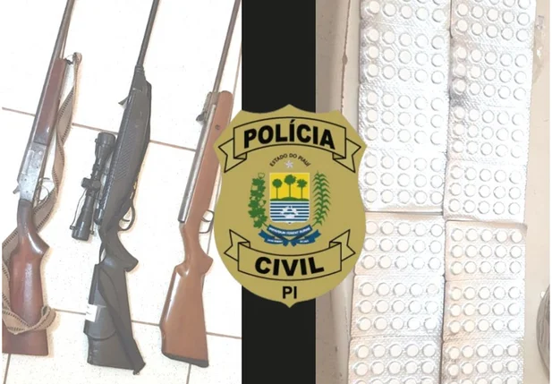 Entorpecentes e armas apreendidas em Ipiranga do Piauí