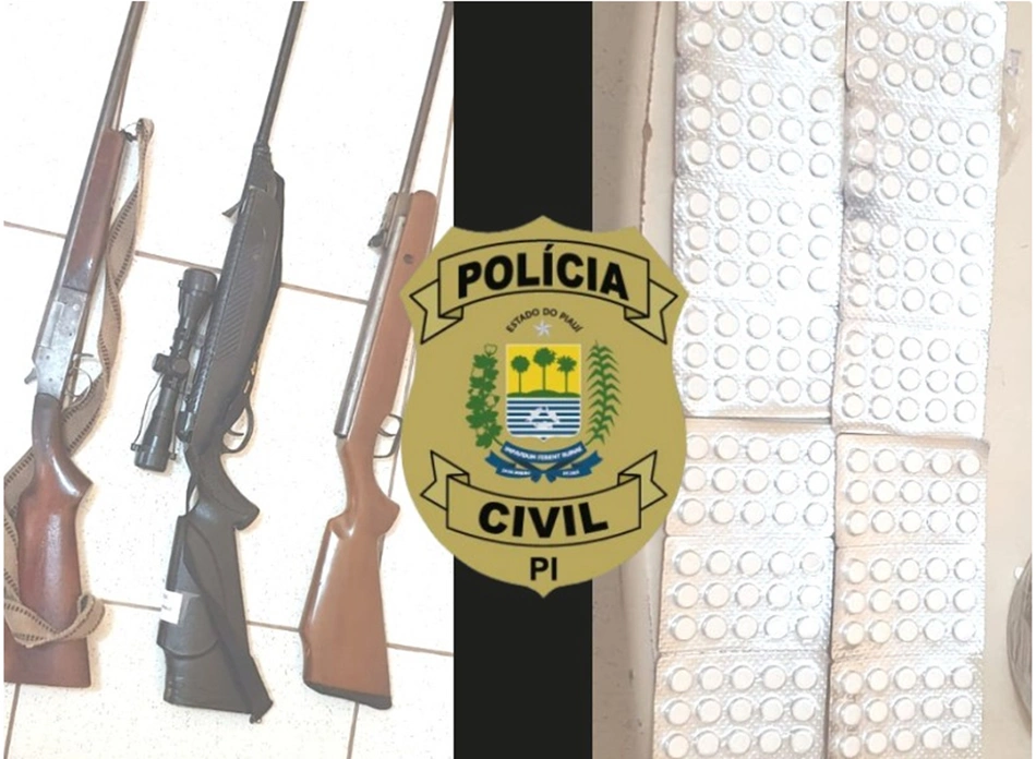 Entorpecentes e armas apreendidas em Ipiranga do Piauí