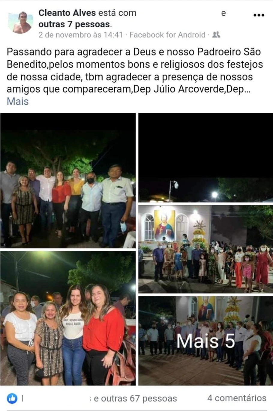 Ex-vereador Cleanto nos festejos de Beneditinos