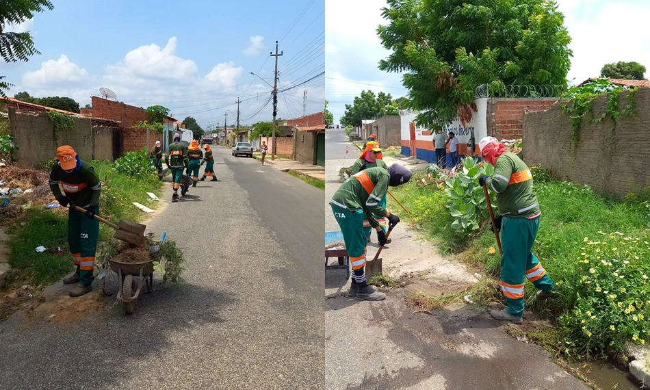 Limpeza sendo feita no local