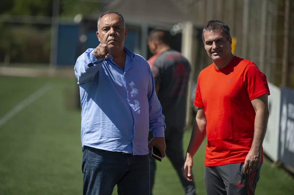 Marcos Braz e Bruno Spindel, vice-presidente e diretor de Futebol do Flamengo.