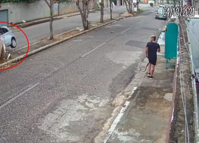 Momento em que carro se choca contra árvore