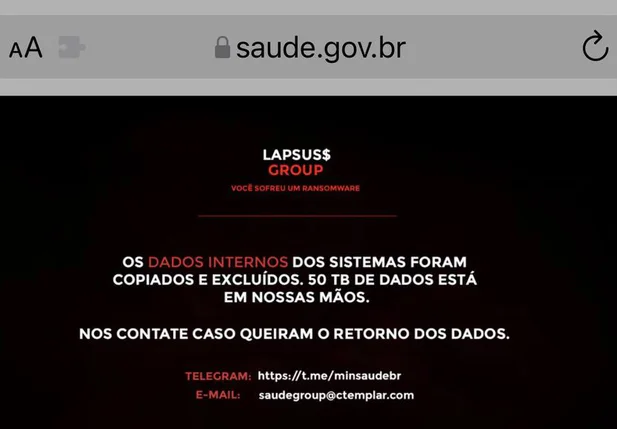 O site do Ministério da Saúde é invadido