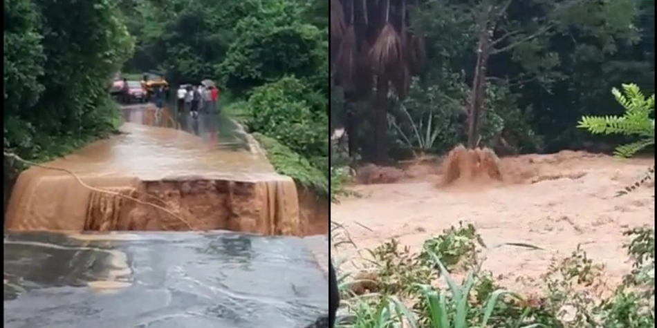 Rodovia PI 247 se rompeu após fortes chuvas no cerrado do Piauí