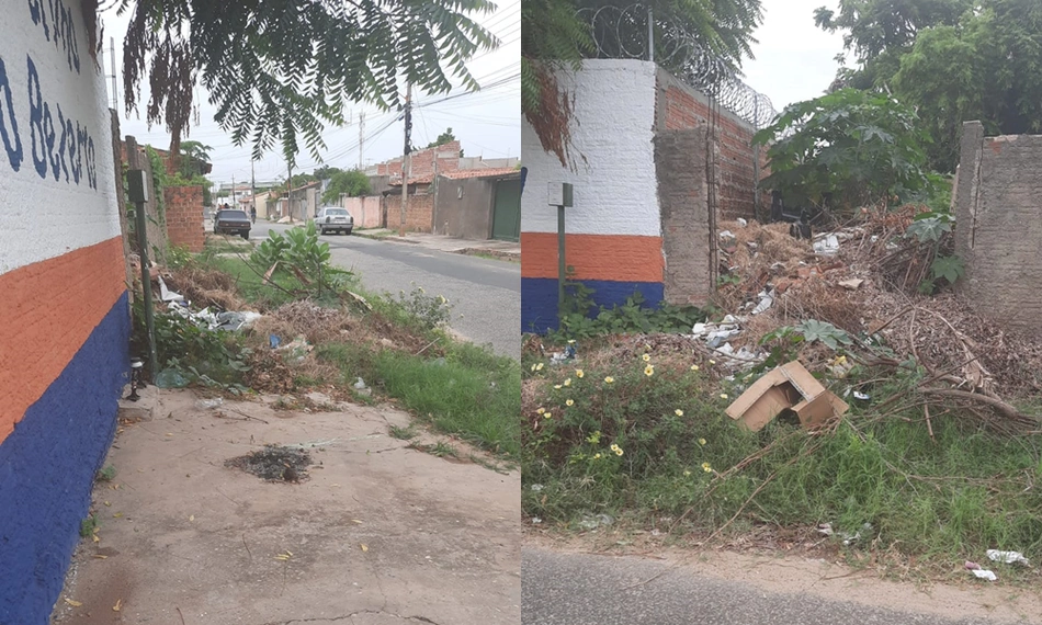 Terreno baldio ao lado de escola está acumulando lixo no Buenos Aires