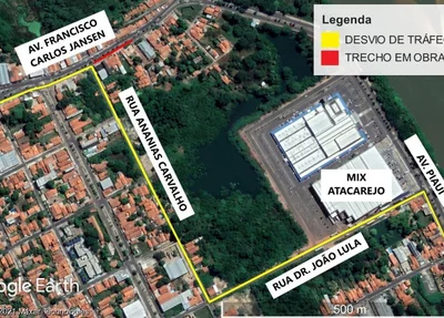 Trecho interditado pela DMTRANS para obras de esgotamento sanitário em Timon