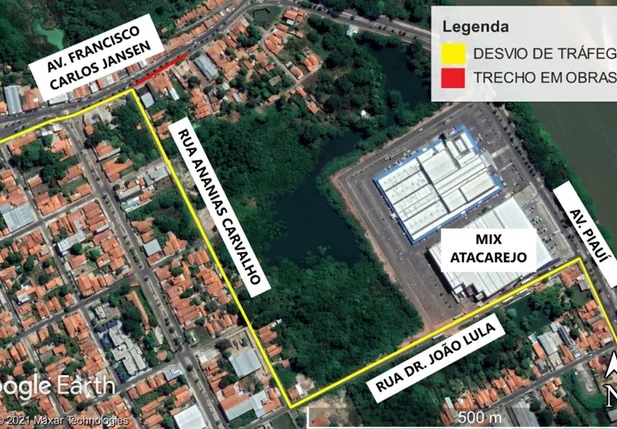 Trecho interditado pela DMTRANS para obras de esgotamento sanitário em Timon