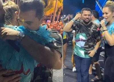 Xand Avião e Solange Almeida cantam juntos e se reconciliam em festa "Farofa da Gkay"