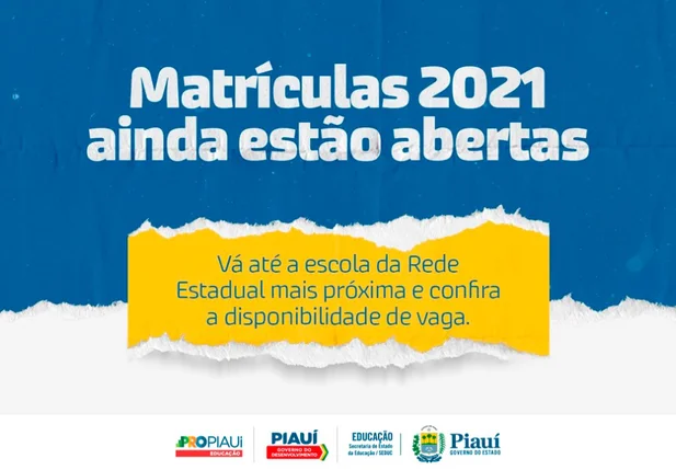 As matrículas estão sendo realizadas somente de forma presencial