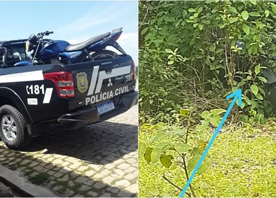 Moto foi encontrada em um matagal
