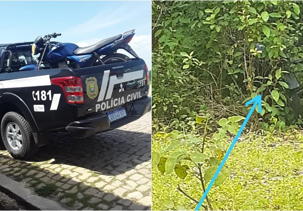 Moto foi encontrada em um matagal