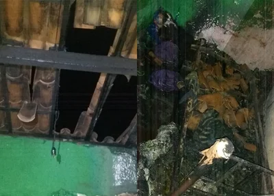 O incêndio atingiu um quarto da residência, que ficou totalmente destruído pelas chamas