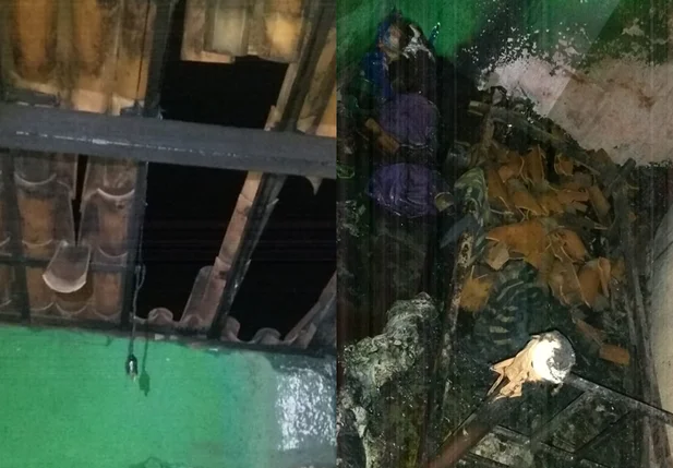 O incêndio atingiu um quarto da residência, que ficou totalmente destruído pelas chamas