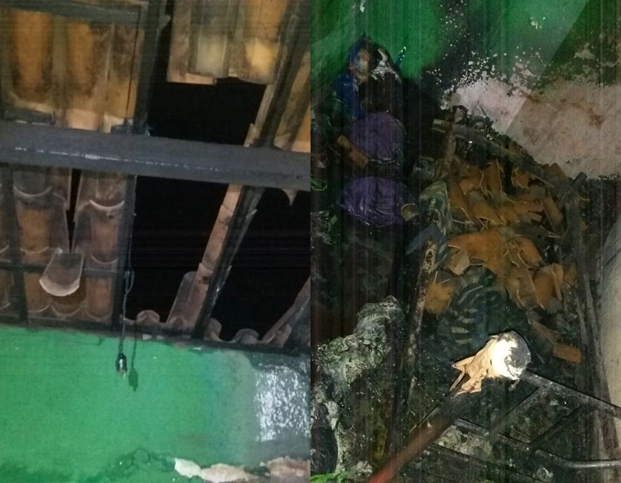 O incêndio atingiu um quarto da residência, que ficou totalmente destruído pelas chamas