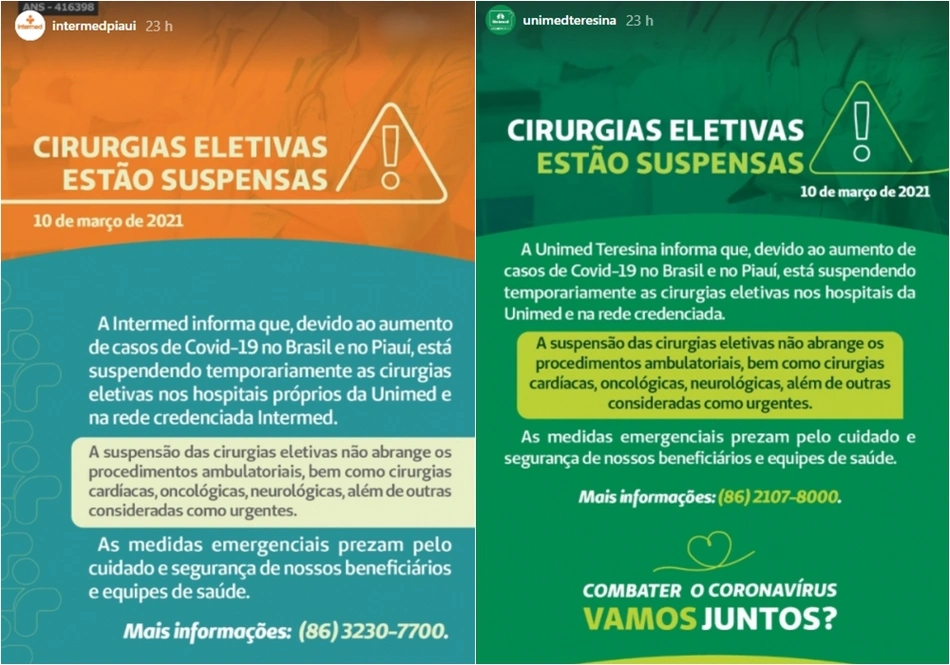 Comunicado da Unimed e Intermed