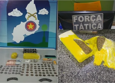 Material apreendido com o preso