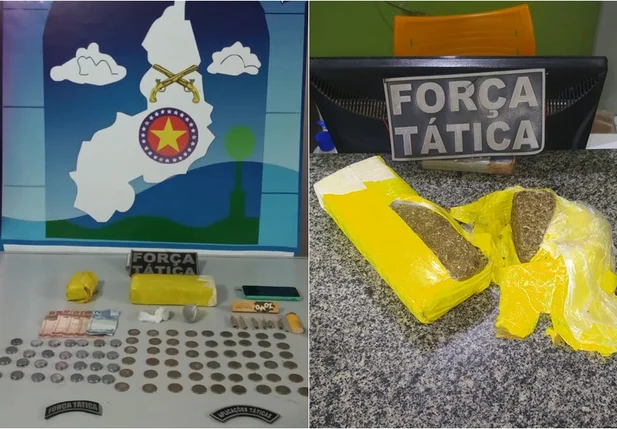 Material apreendido com o preso