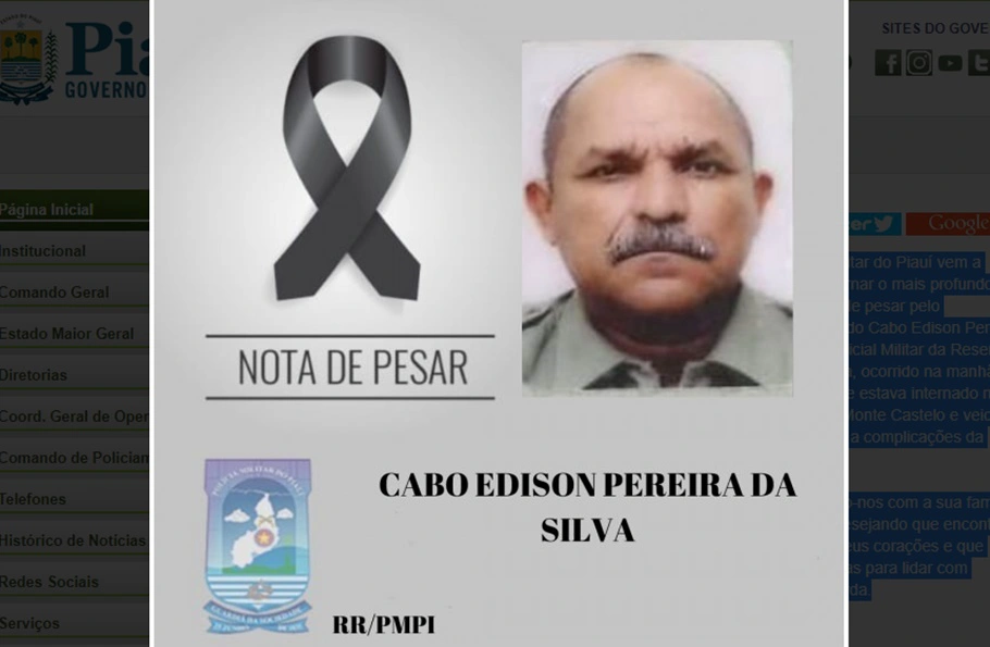 PM morreu vítima da covid-19