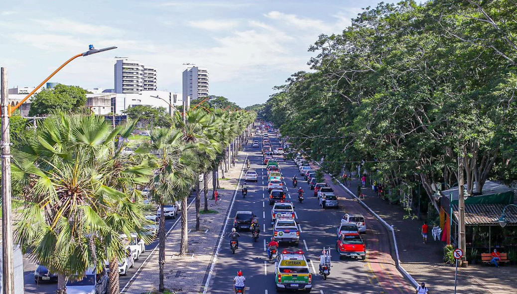 Fila de veículos no cortejo de Firmino Filho