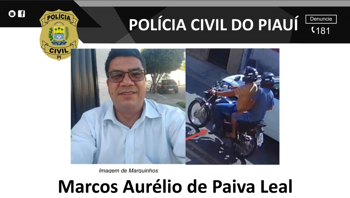 Marcos Aurélio de Paiva Leal, suspeito de pilotar a moto na ação