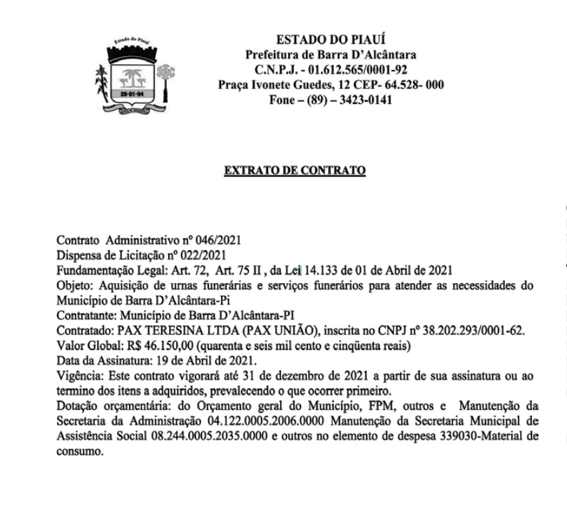 Prefeito Mardônio Soares vai gastar mais de R$ 400 mil com caixões