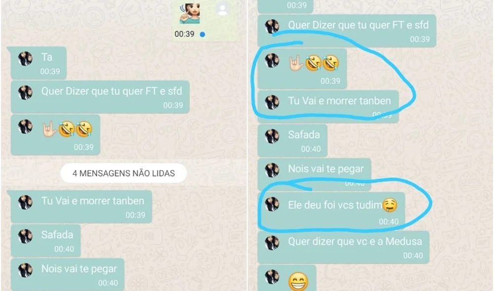Última parte da troca de mensagens entre Tatiana e a mãe