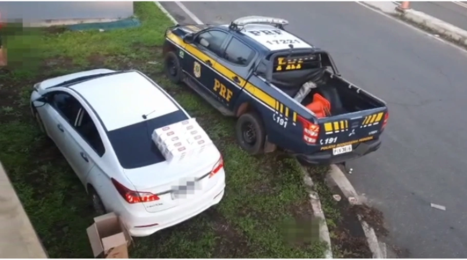 Veículo modelo HB20 utilizado na escolta da carga