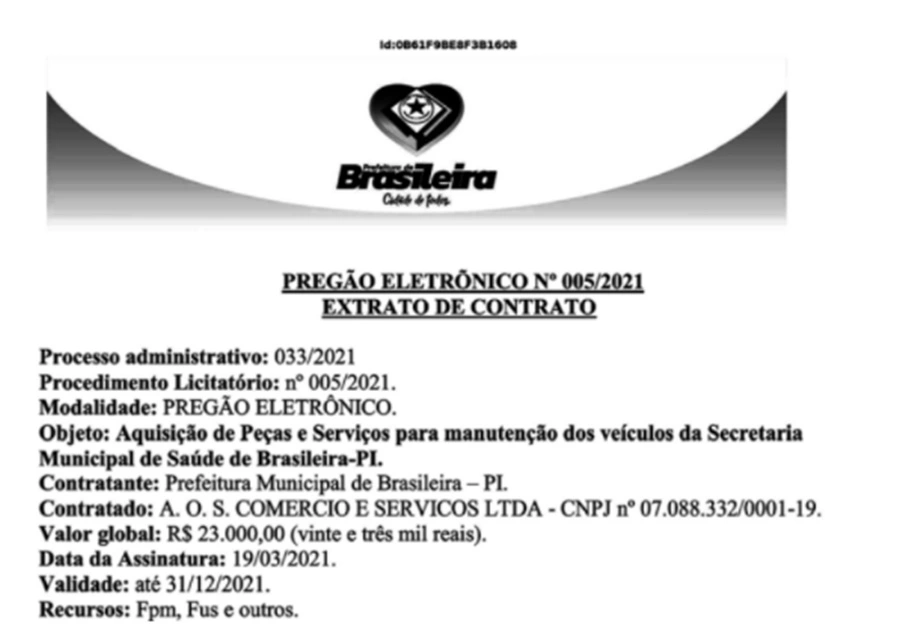 A empresa A.O.S Comércio e Serviços LTDA foi contratada por R$ 23 mil