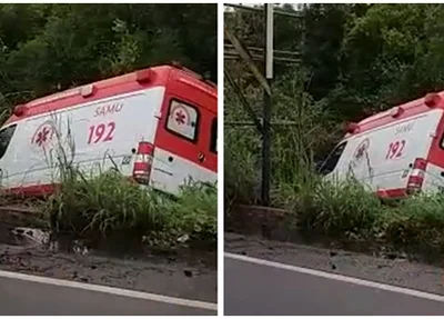 Ambulância do SAMU tomba na BR 343