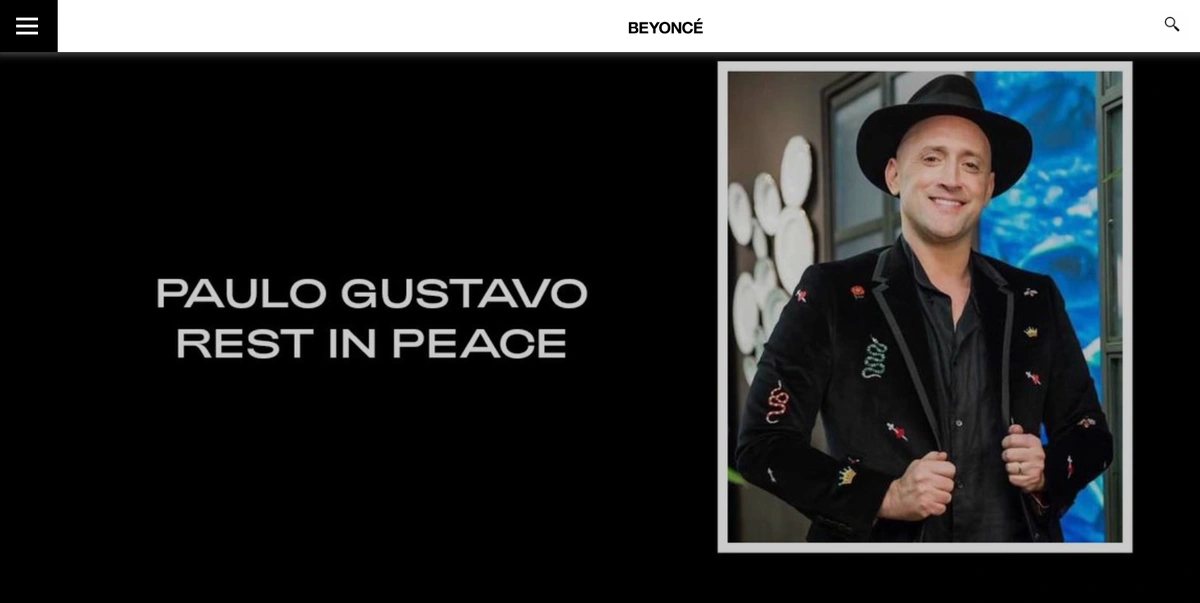 Beyoncé presta homenagem a Paulo Gustavo