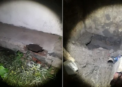 Buraco feito na delegacia de Água Branca