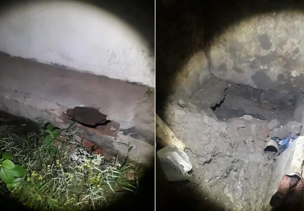 Buraco feito na delegacia de Água Branca