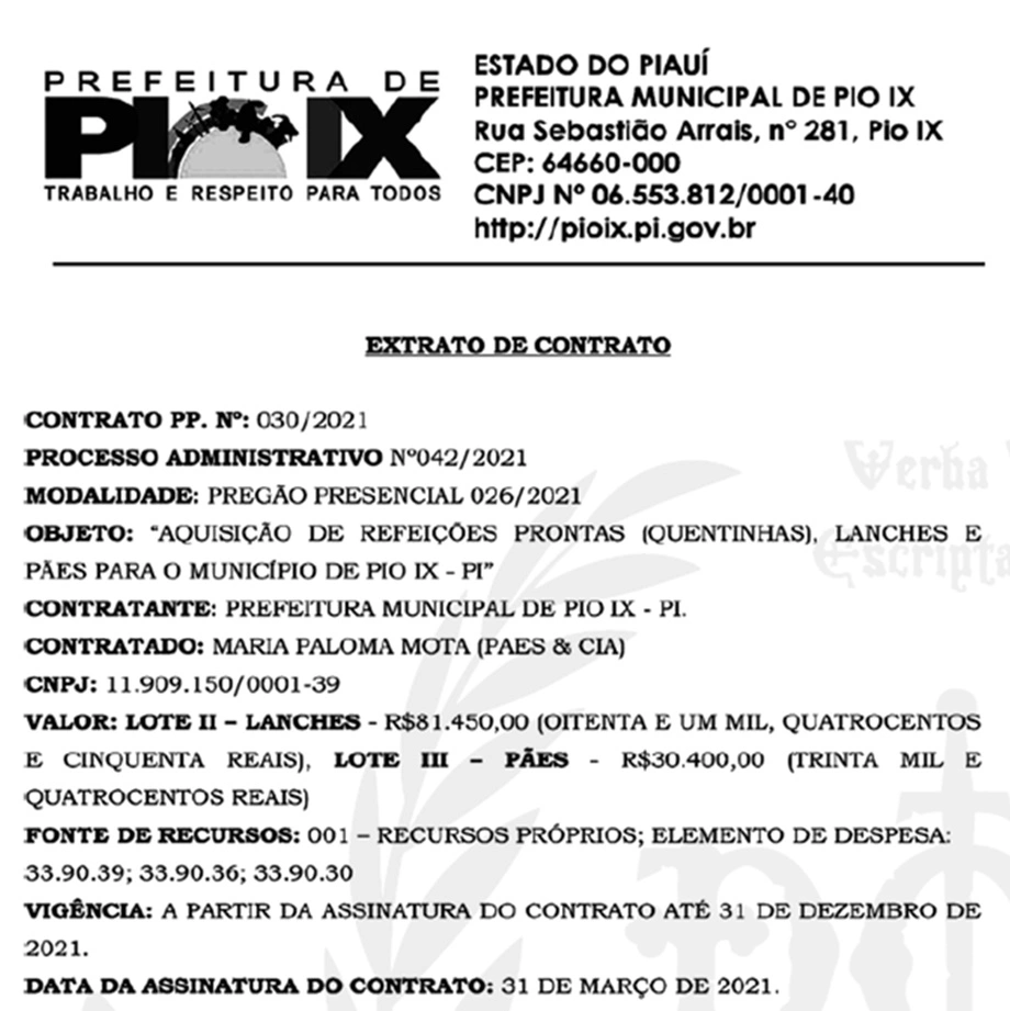 Contratação feita pelo promotor Silas Noronha