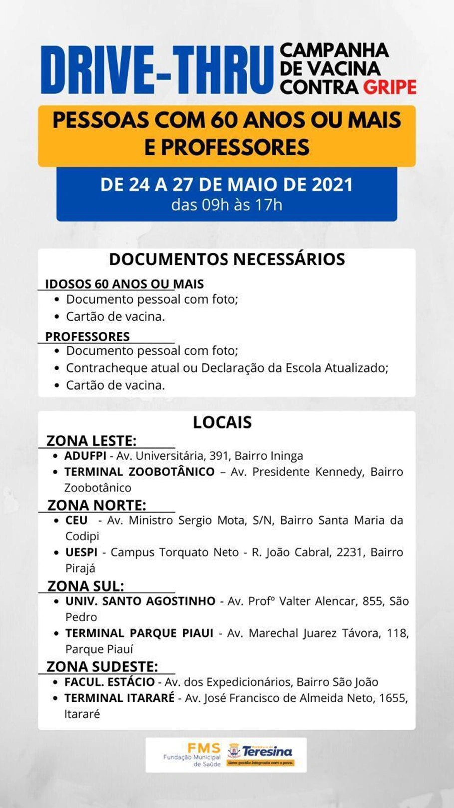 Locais de vacinação