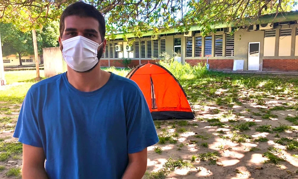 Local onde o estudante está acampado