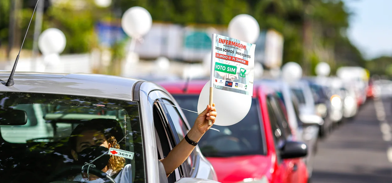 Manifestação dos trabalhadores da saúde em frente a ALEPI