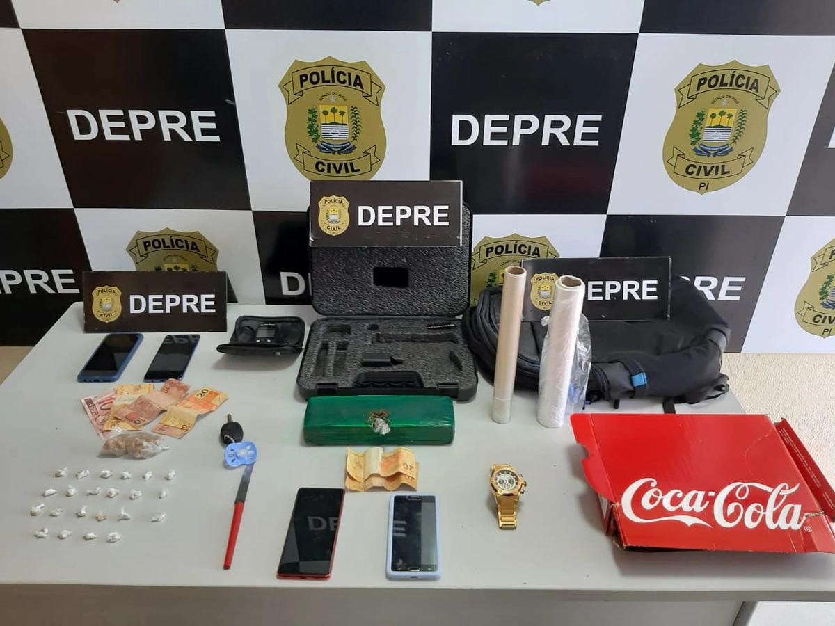 Material apreendido pelos policiais da DEPRE