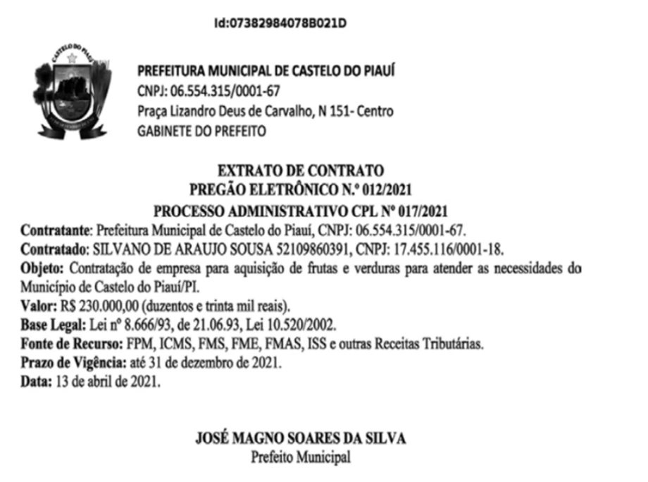 Prefeito Magno Soares vai comprar R$ 230 mil em frutas e verduras