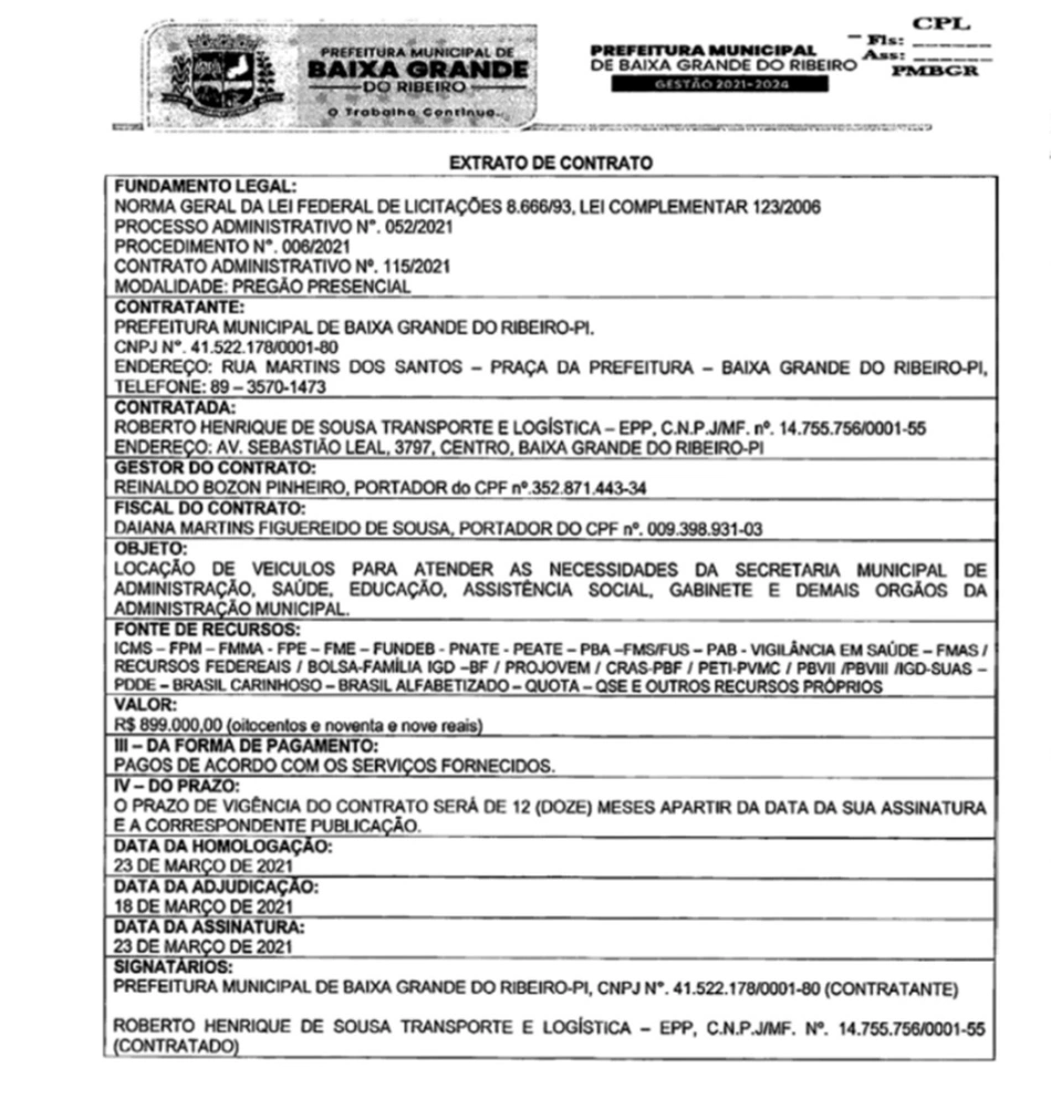 Prefeito Zé Luis contrata empresa por quase R$ 900 mil