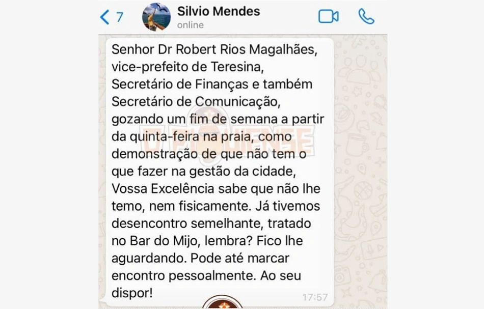 Resposta de Sílvio Mendes