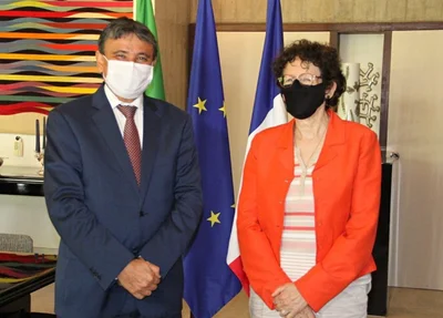 Wellington Dias e embaixadora da França