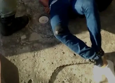 Acusado de assalto é amarado pela população em Teresina