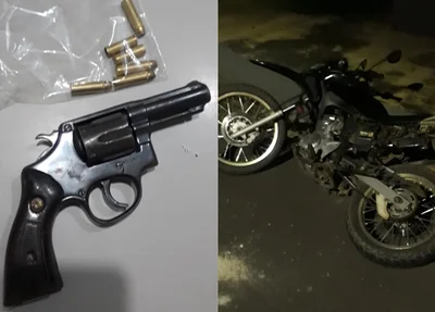 Arma e moto apreendidas após prisão do suspeito