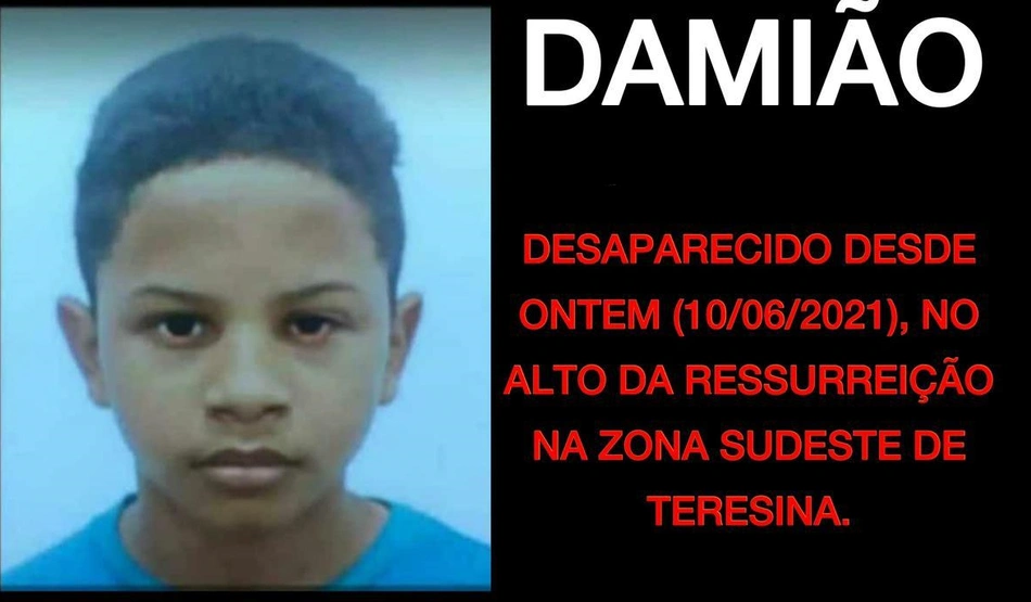 Divulgação feita pela família do adolescente