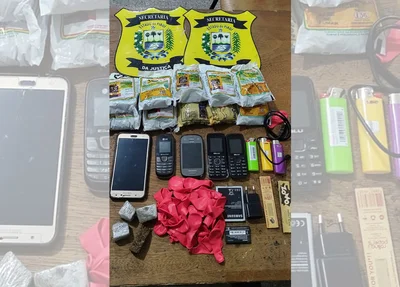 Material apreendido pelos policiais penais