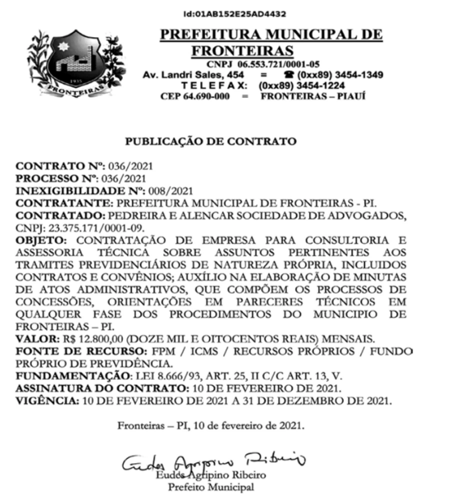 Prefeito Eudes Agripino vai pagar R$ 140 mil a escritório de advocacia
