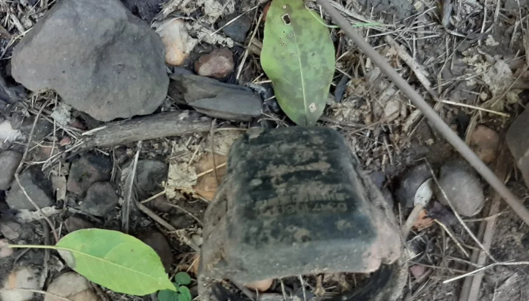 Tornozeleira eletrônica encontrada próxima aos ossos