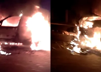 Carro pegou fogo