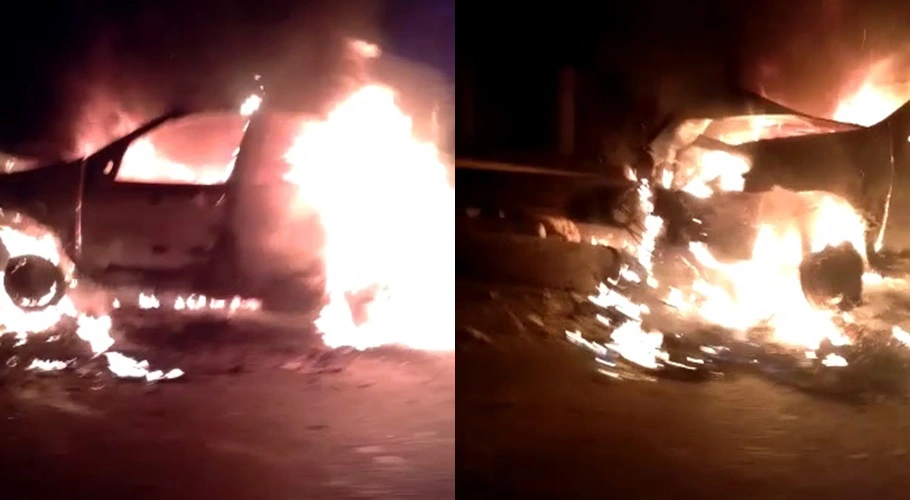Carro pegou fogo